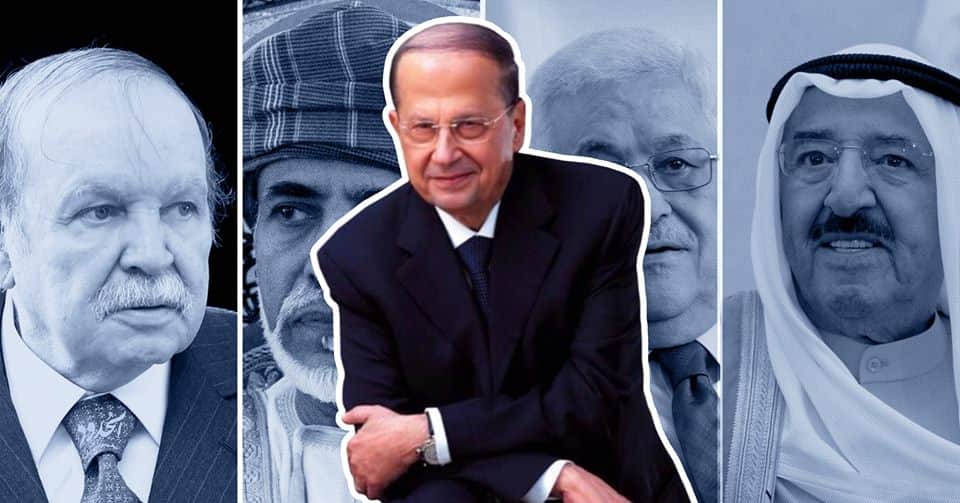 صورة ميشال عون، ٨٢ عاماً، يخفض متوسط أعمار الزعماء العرب لـ ١١٩