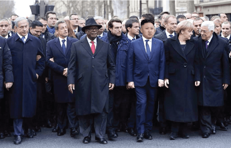 صورة كيم يونغ أون يشارك في مسيرة باريس دفاعاً عن حرية التعبير عن الرأي