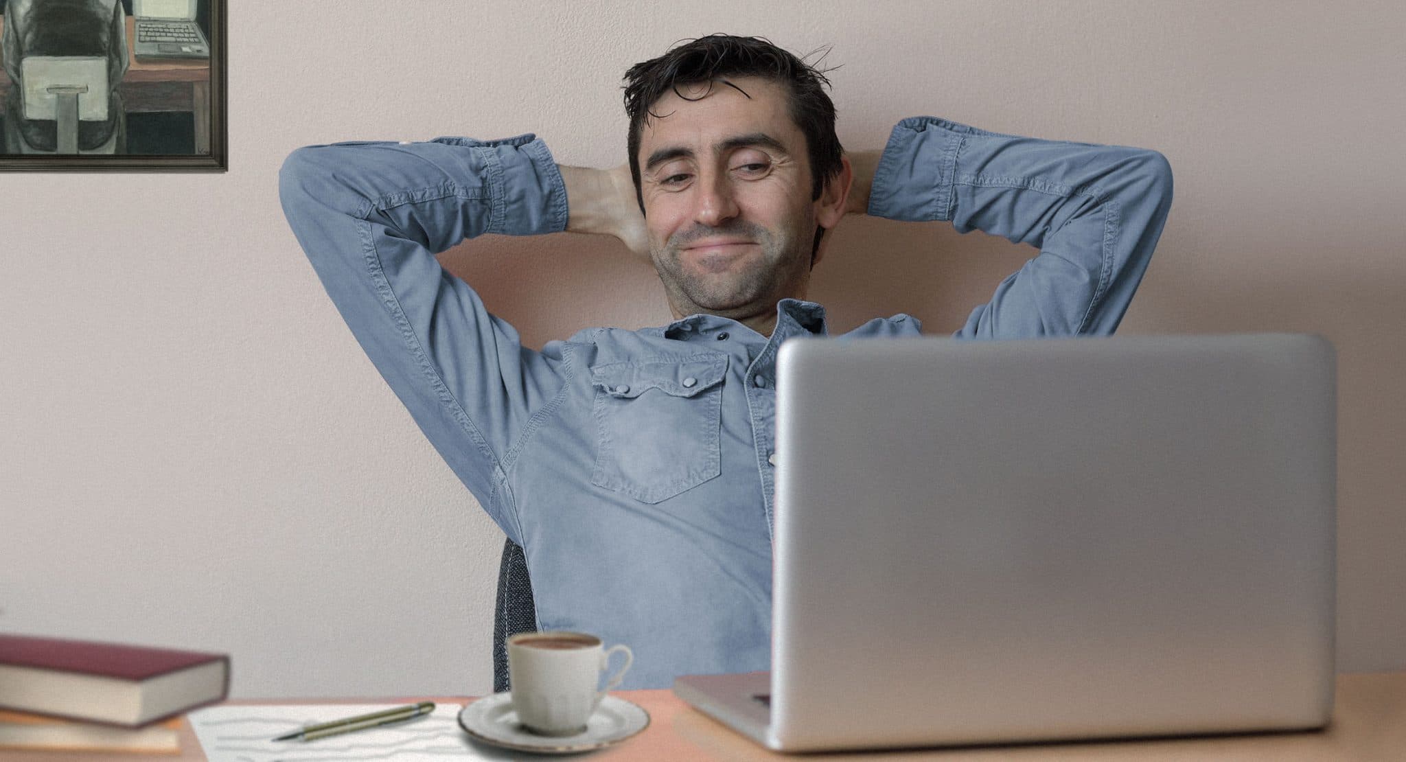 Man waits to finish first paragraph of first chapter in his first book to proclaim self a writer image