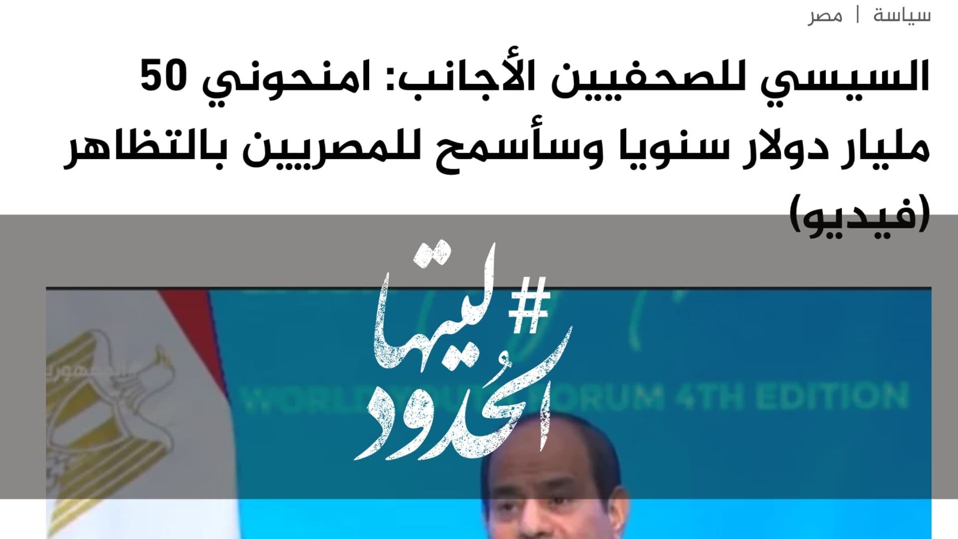 صورة السيسي للصحفيين الأجانب: امنحوني 50 مليار دولار سنويا وسأسمح للمصريين بالتظاهر (فيديو)