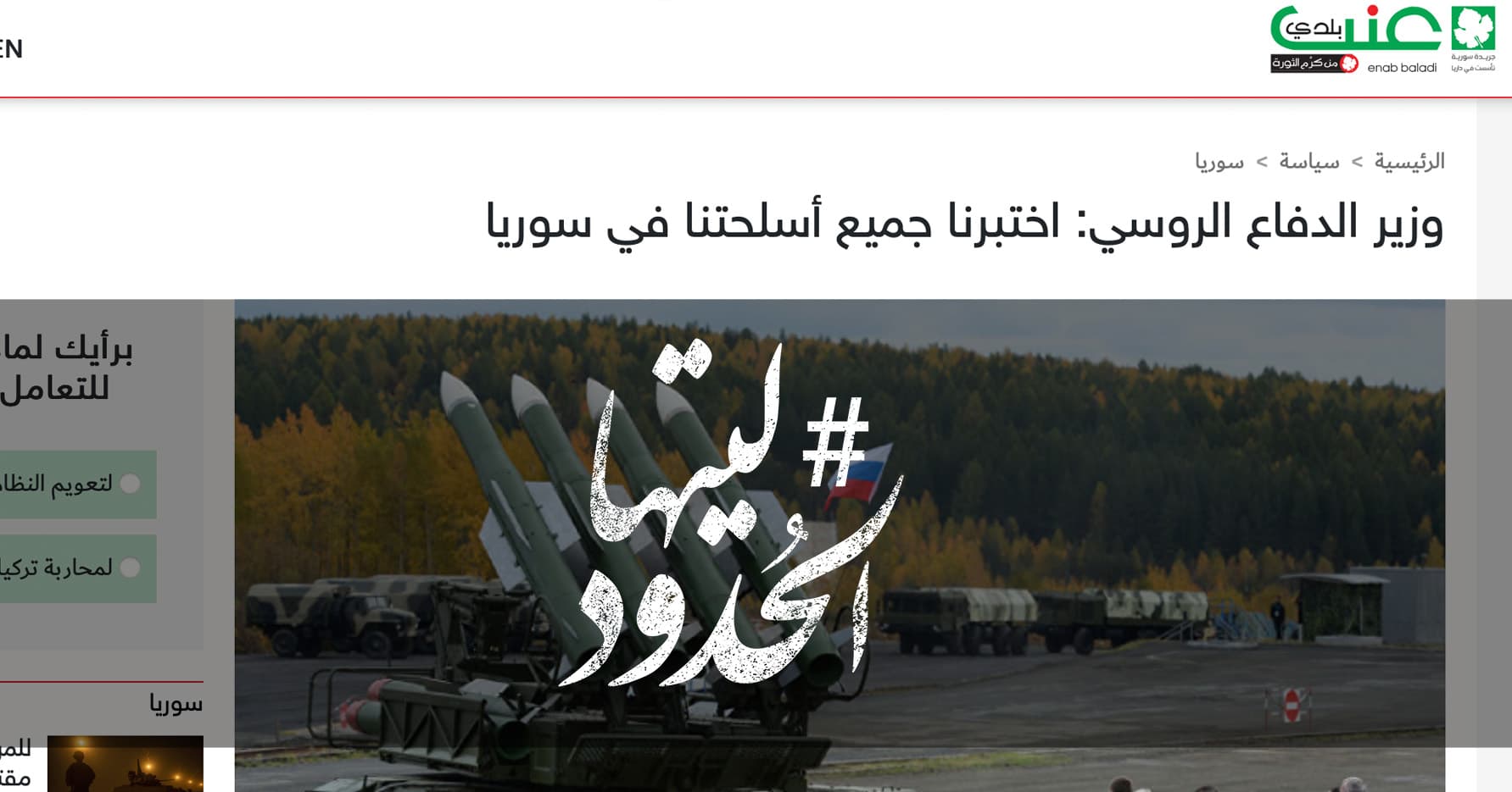 صورة وزير الدفاع الروسي: اختبرنا جميع أسلحتنا في سوريا