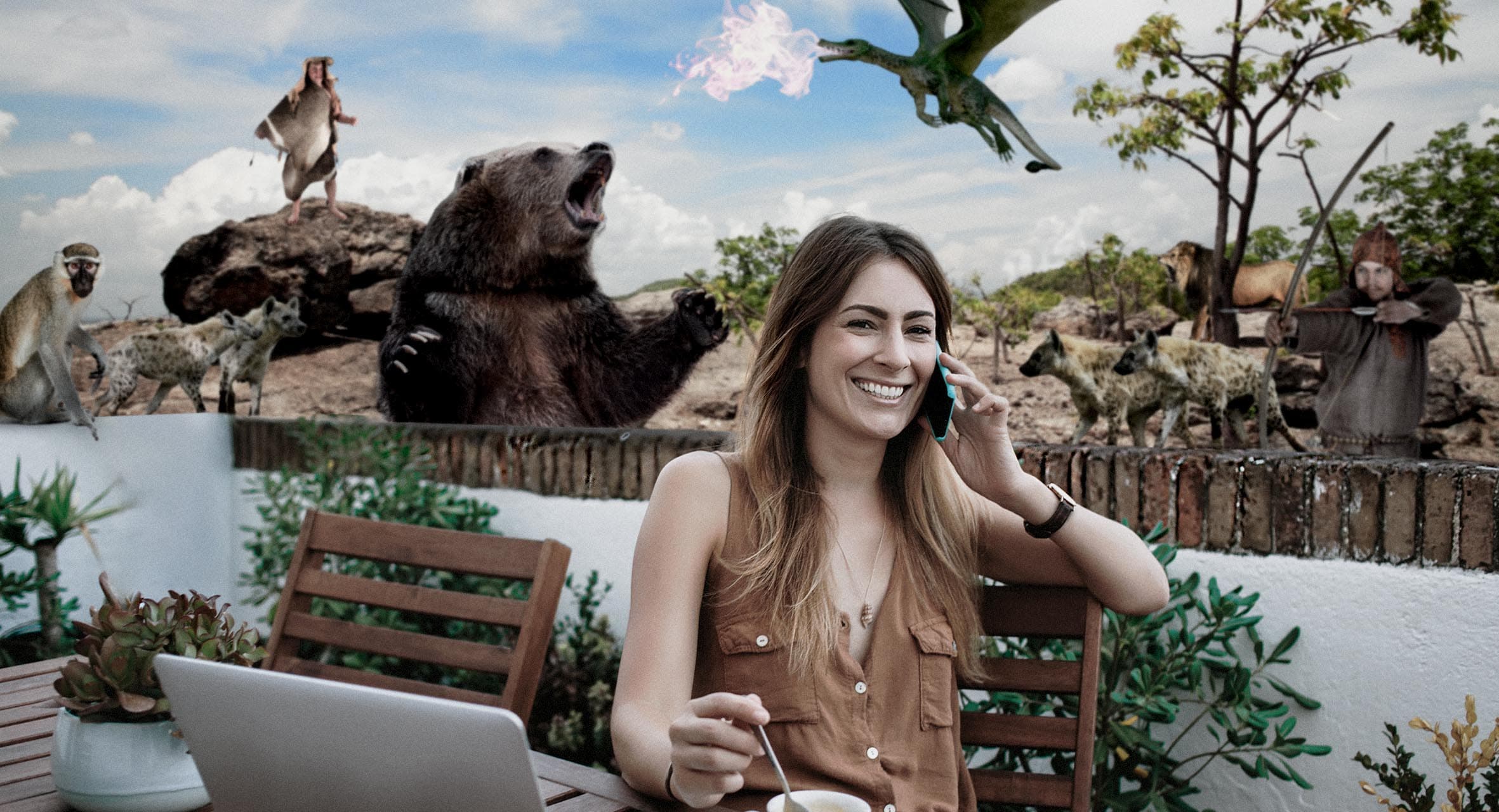 صورة دراسة: لا يمكن لأنثى الإنسان الاستقلال نظراً لحاجتها لذكر يخرج للصيد وتحطيب الأشجار وإشعال النار لطرد الحيوانات