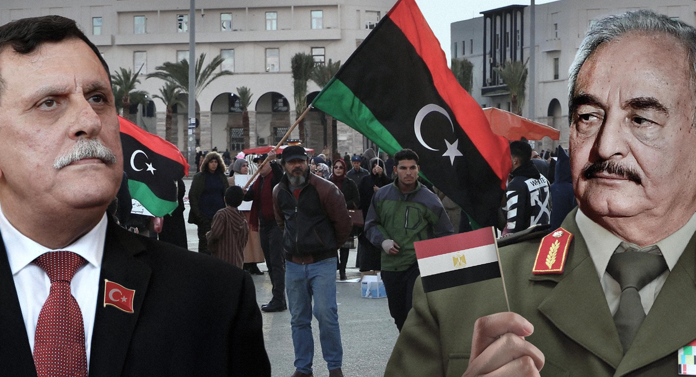 صورة السراج يفوّض تركيا وحفتر يفوّض مصر والليبيون يفوّضون أمرهم لله