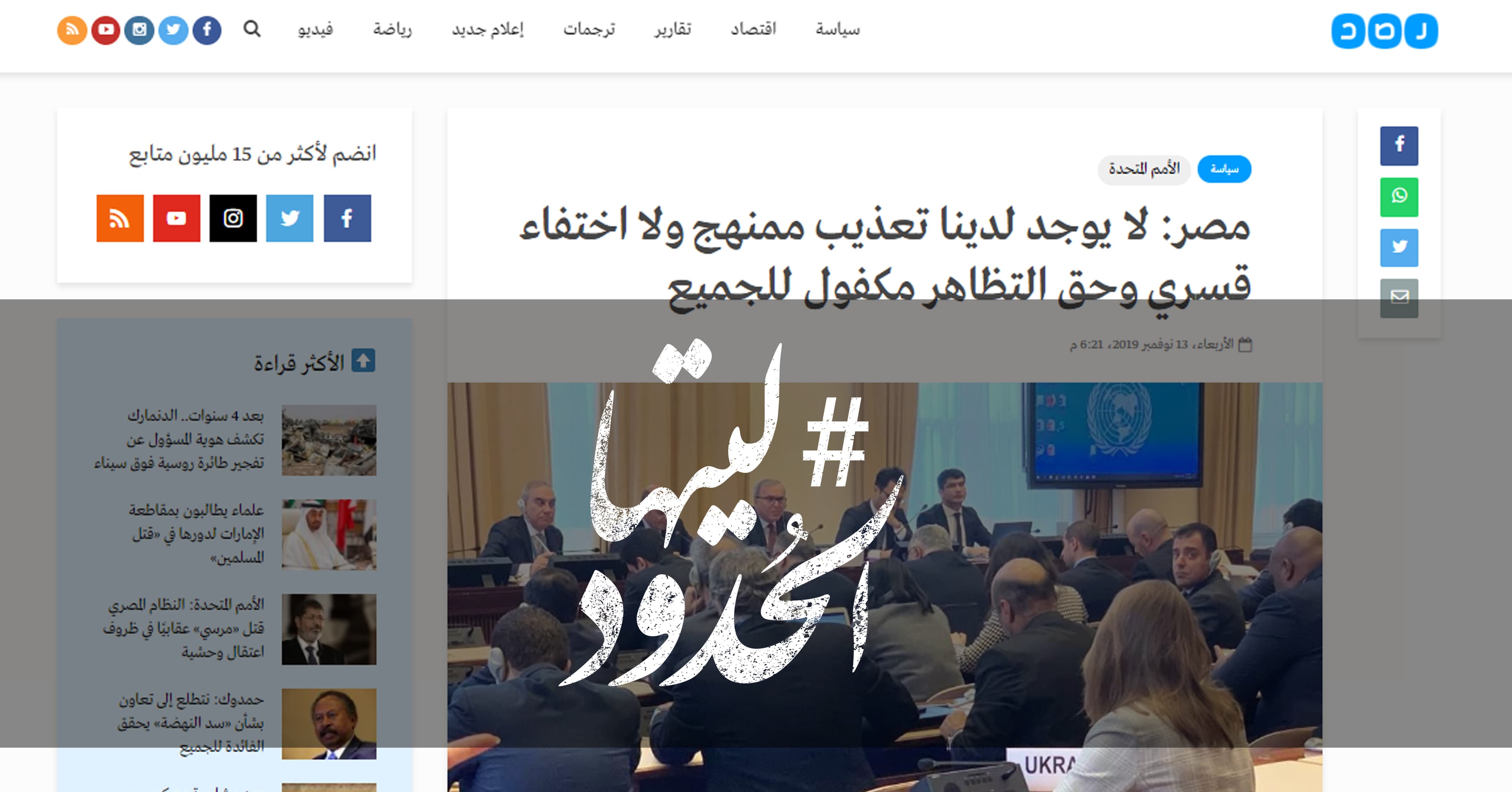 صورة مصر: لا يوجد لدينا تعذيب ممنهج ولا اختفاء قسري وحق التظاهر مكفول للجميع