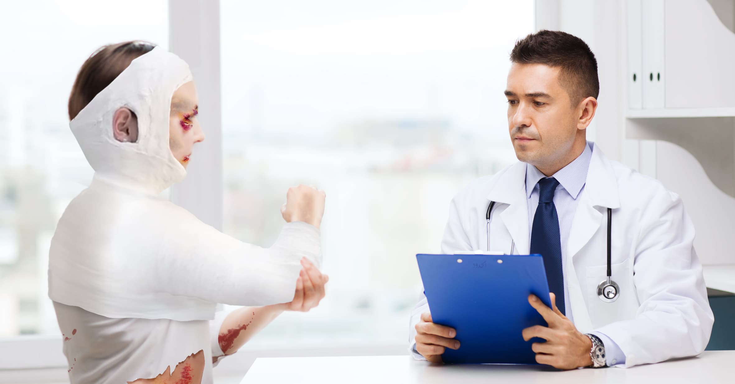 صورة امرأة تفضح أسرار البيت وتذهب إلى المستشفى لتعالج الكسور والكدمات التي تسبب بها زوجها