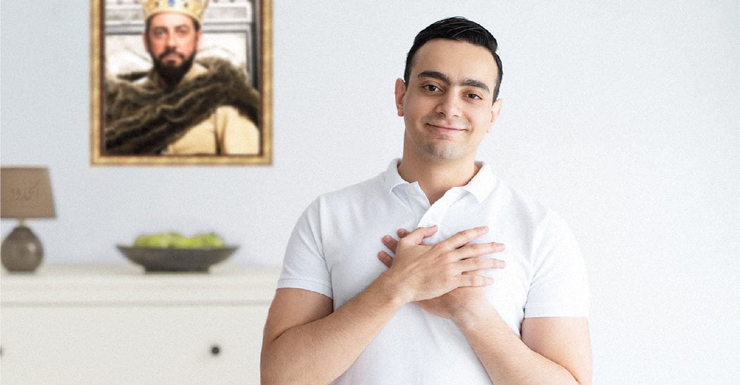 صورة شاب يشيد بحاكمه الذي لا يجري انتخابات شكلية ليخدع المواطنين كما يفعل السيسي والأسد وإردوغان