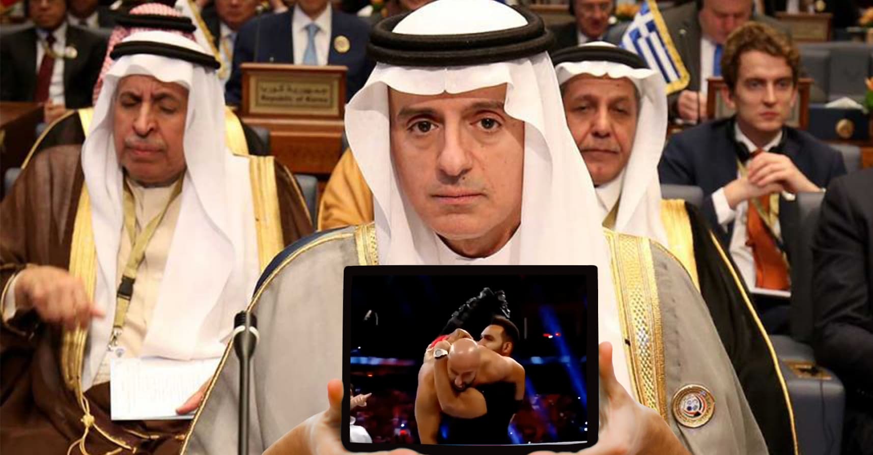 صورة السعودية تطالب إيران بالانسحاب من سوريا ووقف دعم الحوثيين وحزب الله بعدما بطح مصارعوها مصارعَيْن إيرانيين