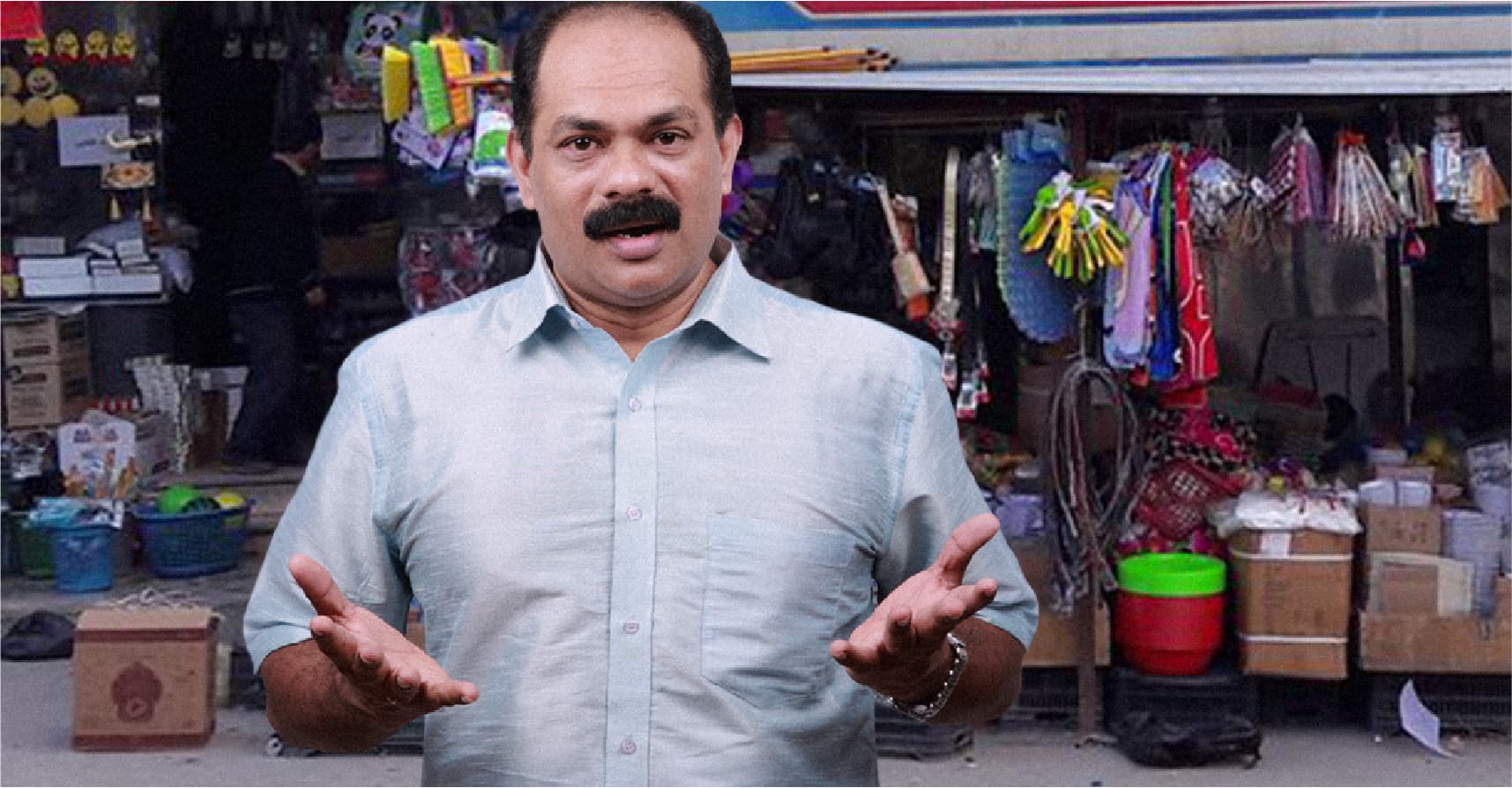 صورة تاجر يطالب بتخفيض إيجار محله لأنه يعرض معظم بضاعته على الرصيف