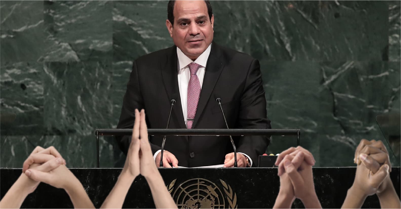 صورة زعماء العالم يركضون وراء السيسي لحل مشاكلهم بعد حلّه القضية الفلسطينية أمام الأمم المتحدة في دقيقة