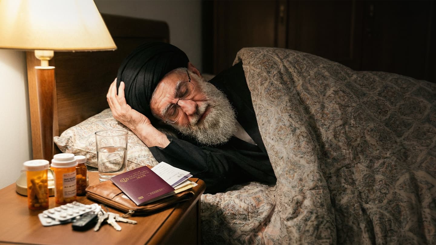 صورة تسريبات: خامنئي ينام هذه الفترة مرتديا العباءة والعمامة