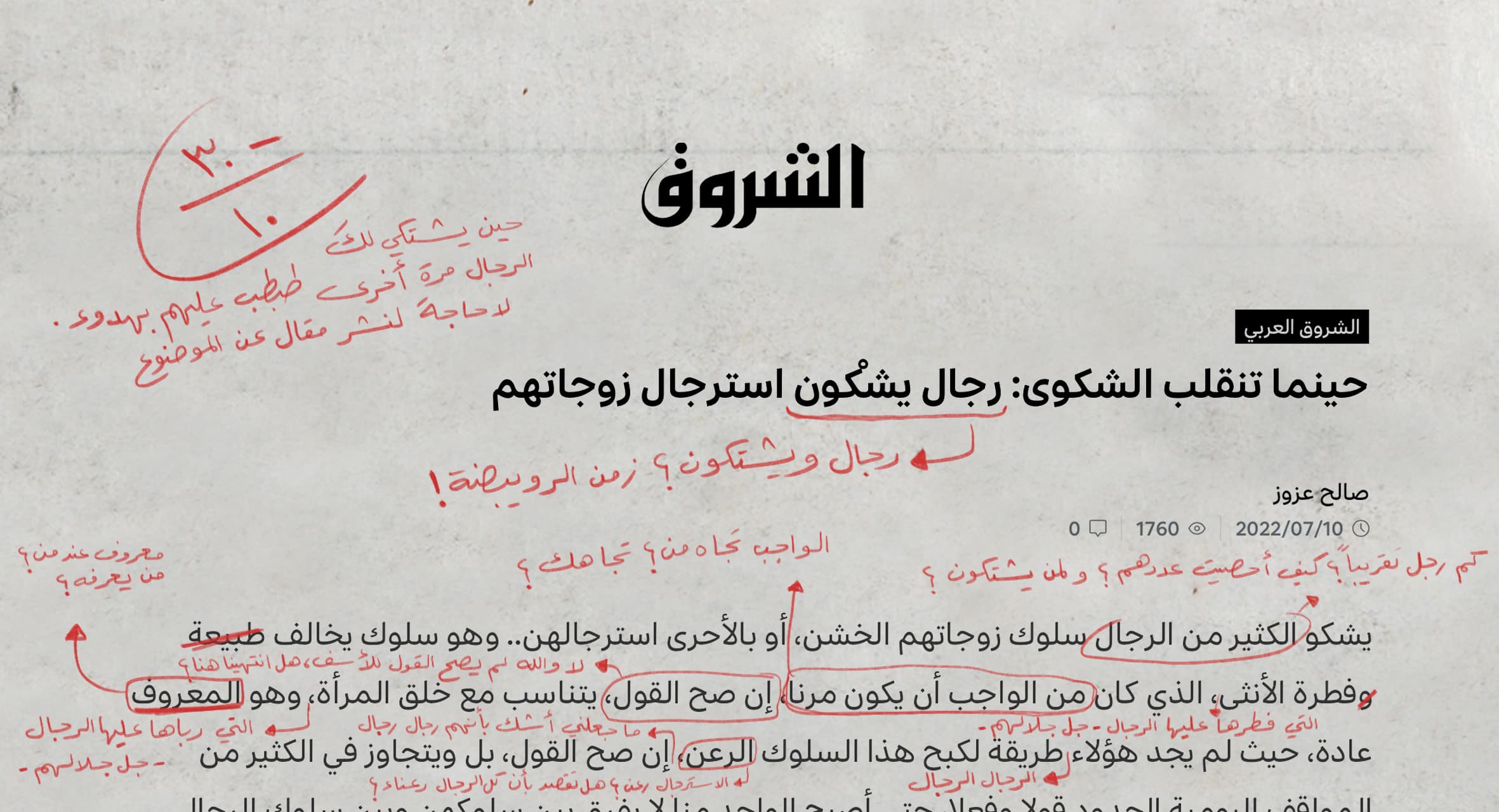 صورة -٣٠ من١٠: حين يشتكي لكَ الرجال مرة أخرى طبطب عليهم بهدوء. لا حاجة لنشر مقال عن الموضوع