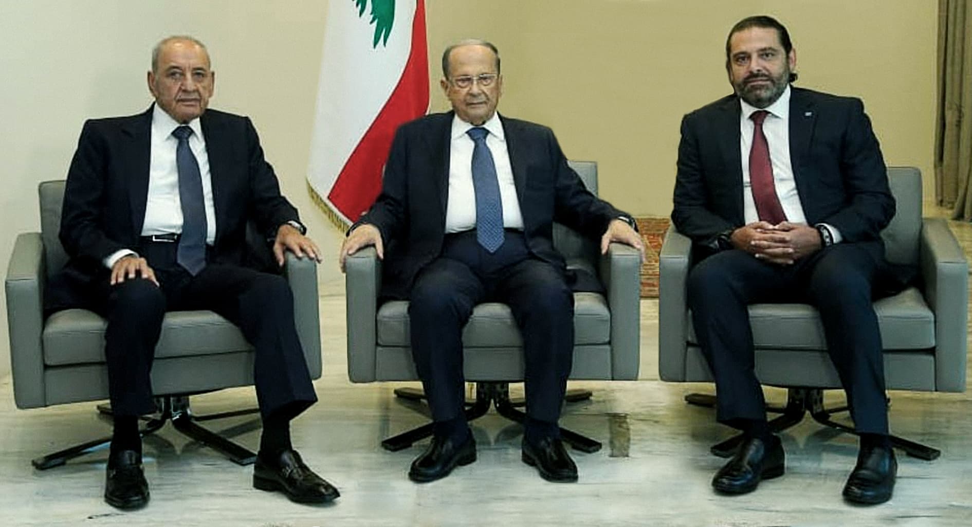 صورة القيادات اللبنانية تدعو المتظاهرين للاحتجاج وفق اتفاق الطائف